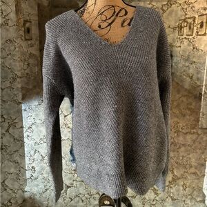 NWT XL grey with silver thread v neck sweater.